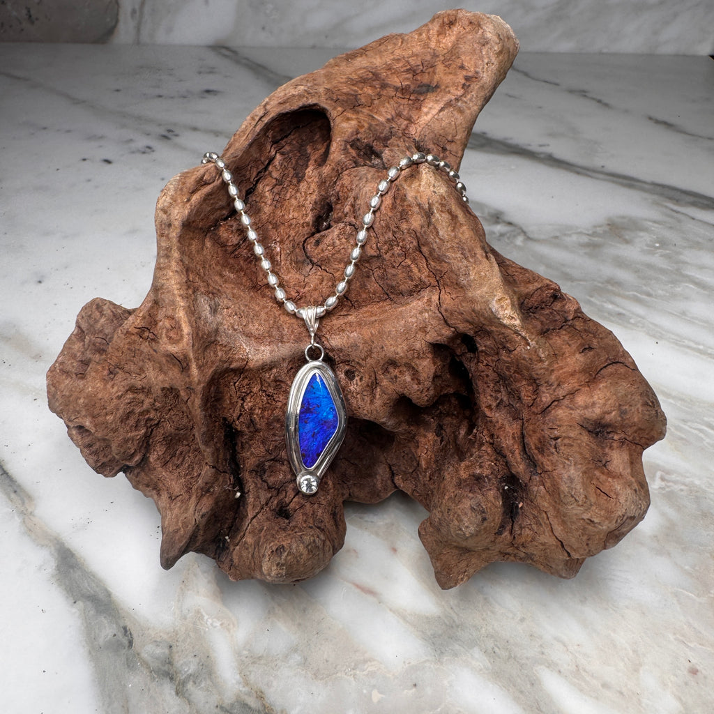 Ocean Spirit Deep Blue Australian Boulder Opal Pendant