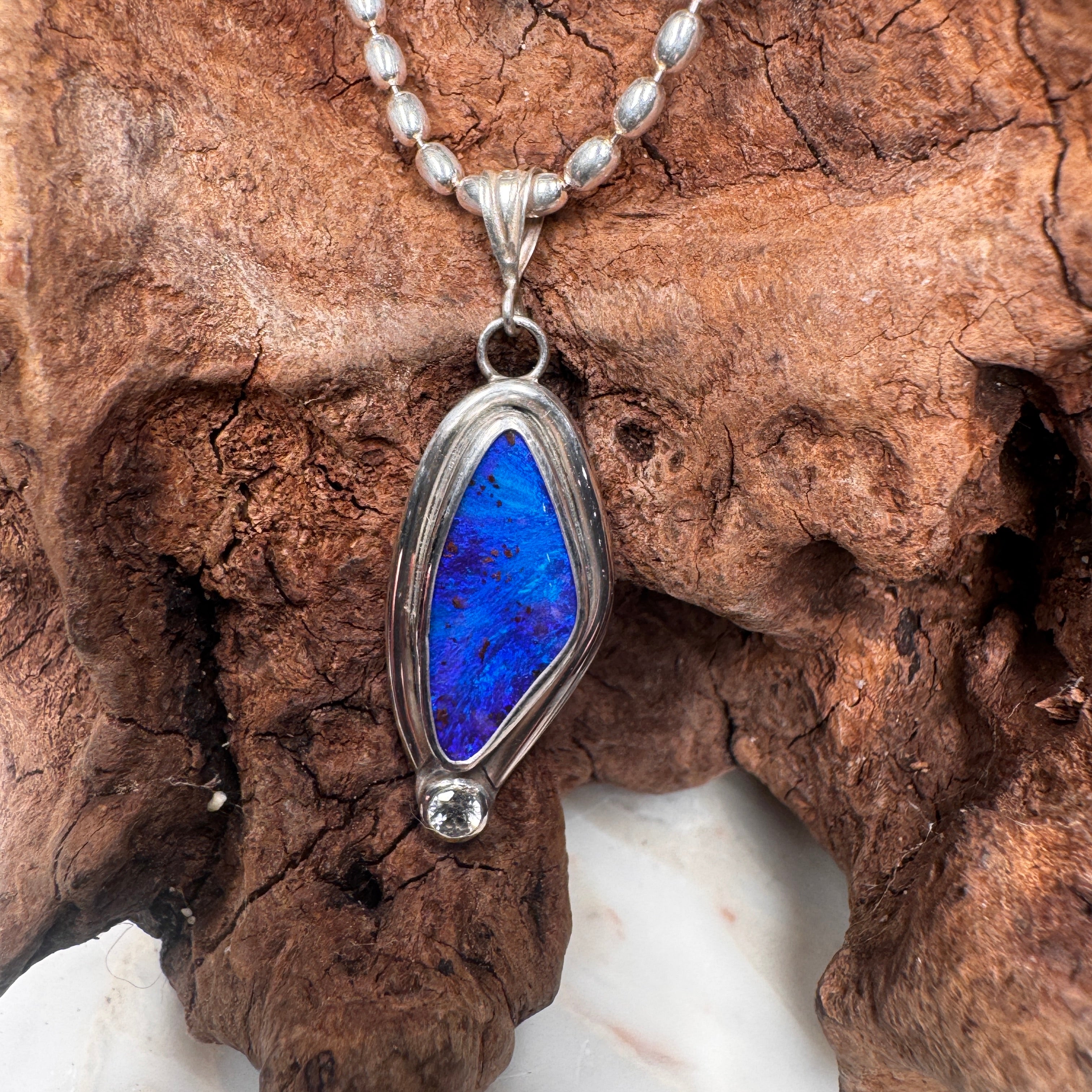 Ocean Spirit Deep Blue Australian Boulder Opal Pendant