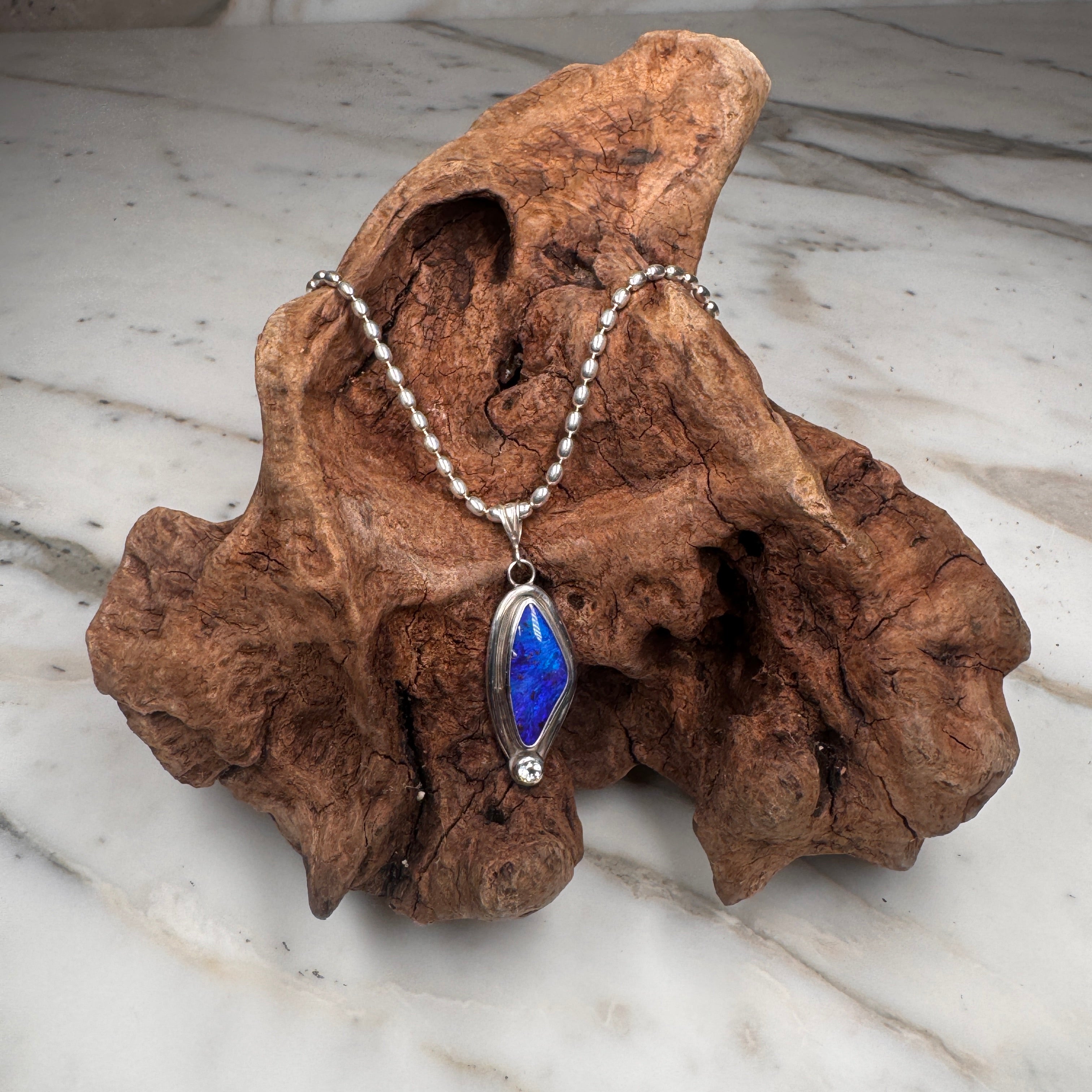 Ocean Spirit Deep Blue Australian Boulder Opal Pendant