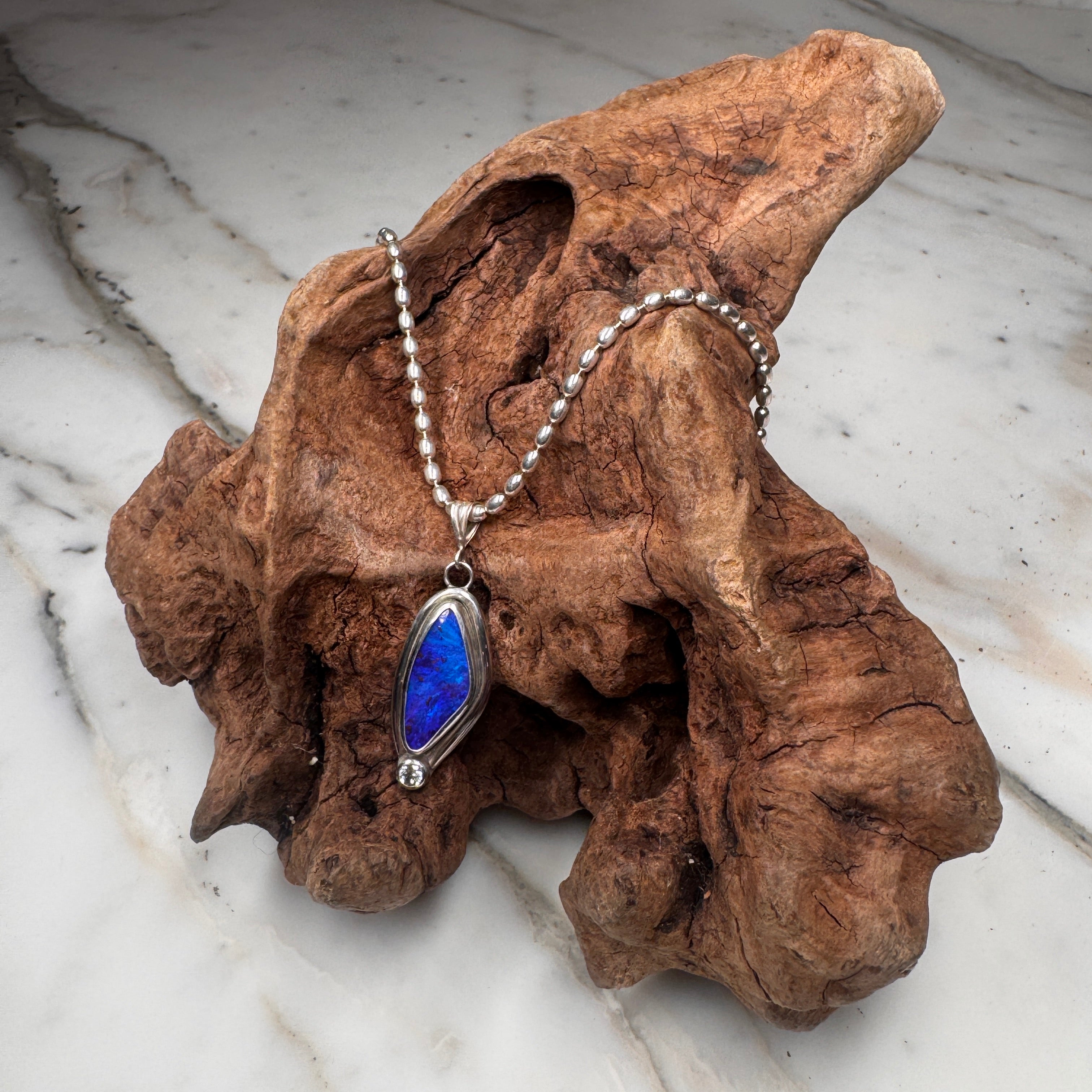 Ocean Spirit Deep Blue Australian Boulder Opal Pendant