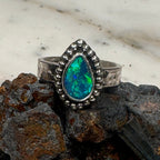 Verdant Tide Relic Australian Boulder Opal Ring

