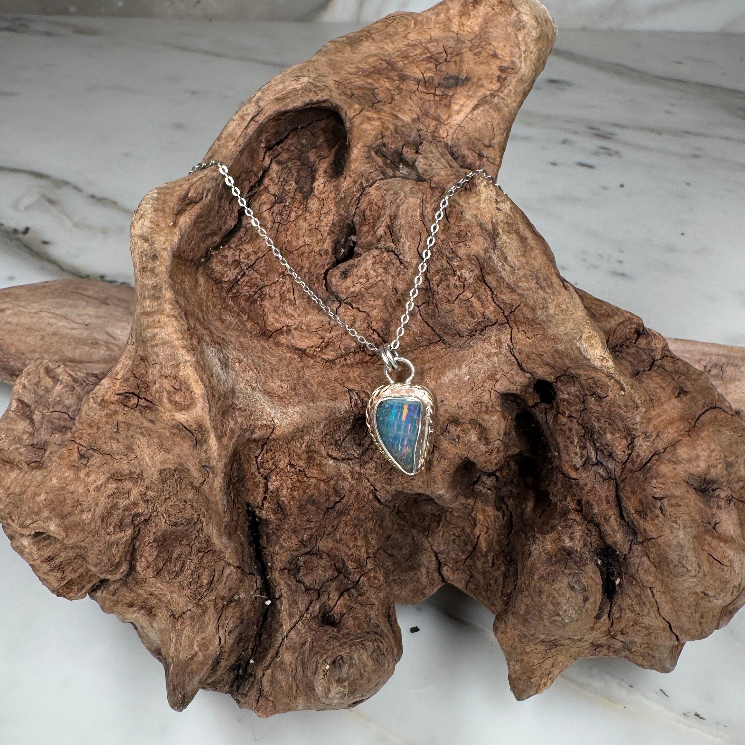 Collector's Ocean Fire Australian Boulder Opal Pendant