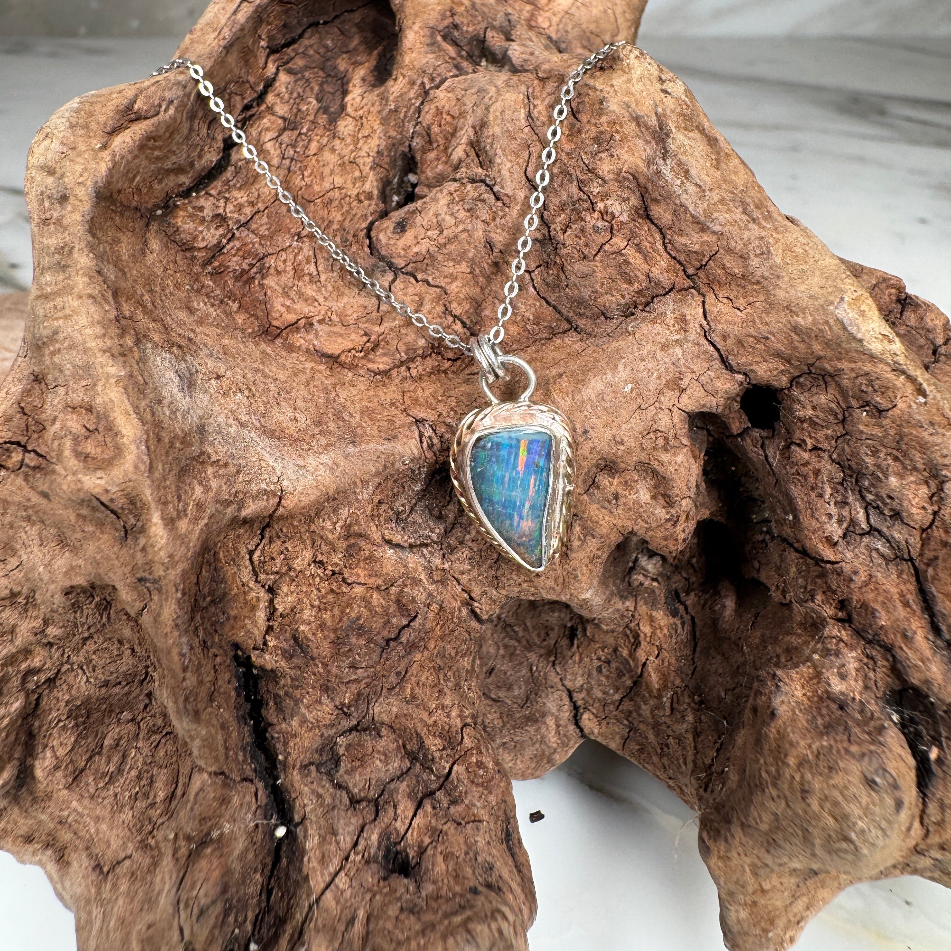 Collector's Ocean Fire Australian Boulder Opal Pendant