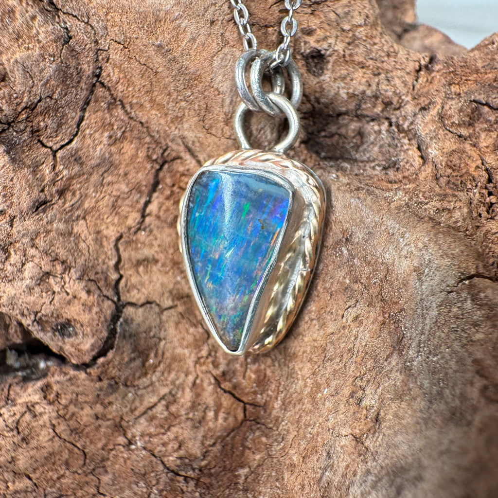 Collector's Ocean Fire Australian Boulder Opal Pendant