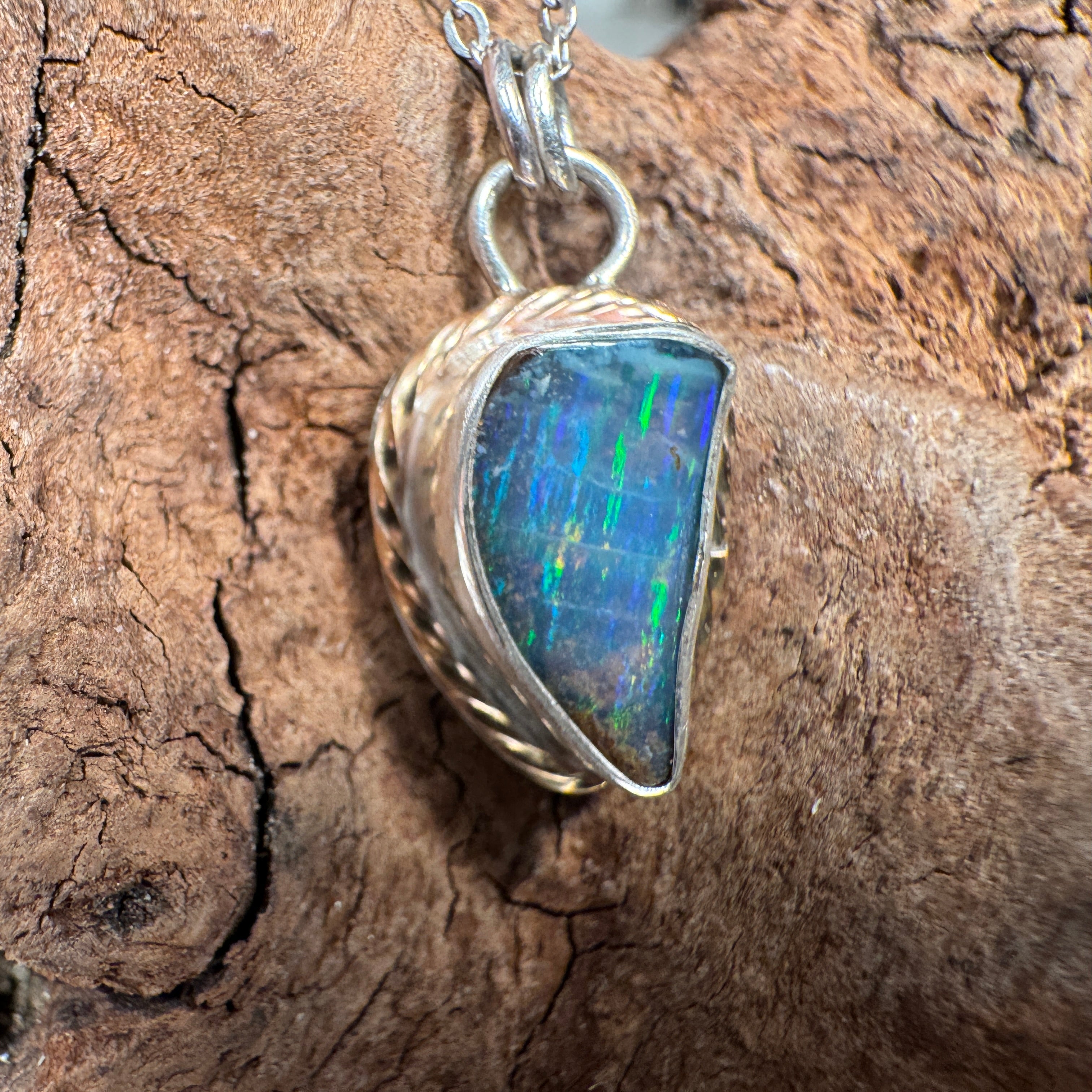 Collector's Ocean Fire Australian Boulder Opal Pendant