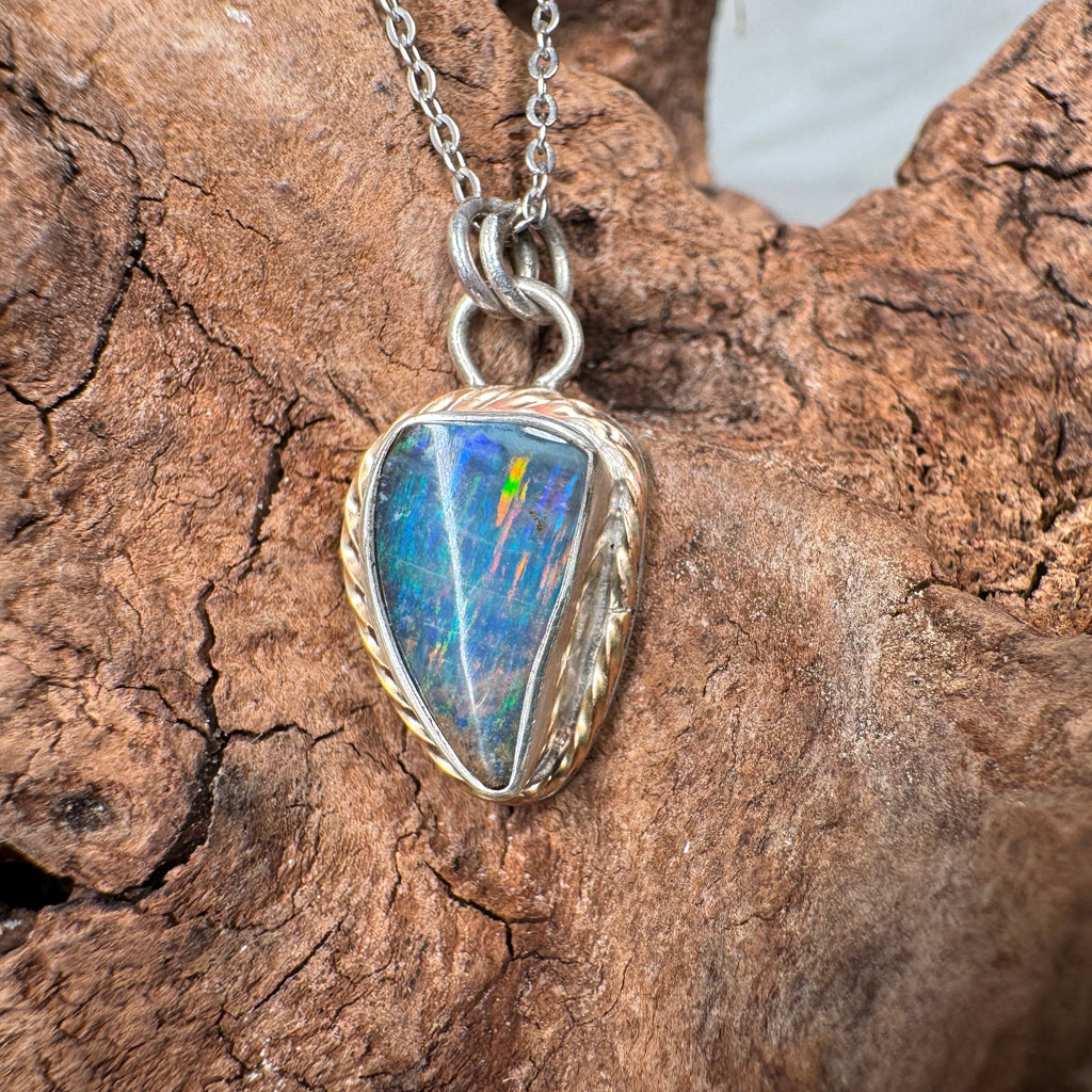 Collector's Ocean Fire Australian Boulder Opal Pendant