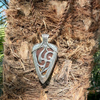 Ocean Current one-of-a-kind Australian Boulder Opal pendant handcrafted in solid .950 silver featuring vivid turquoise, blue, green, orange, gold, and natural Australian ironstone.