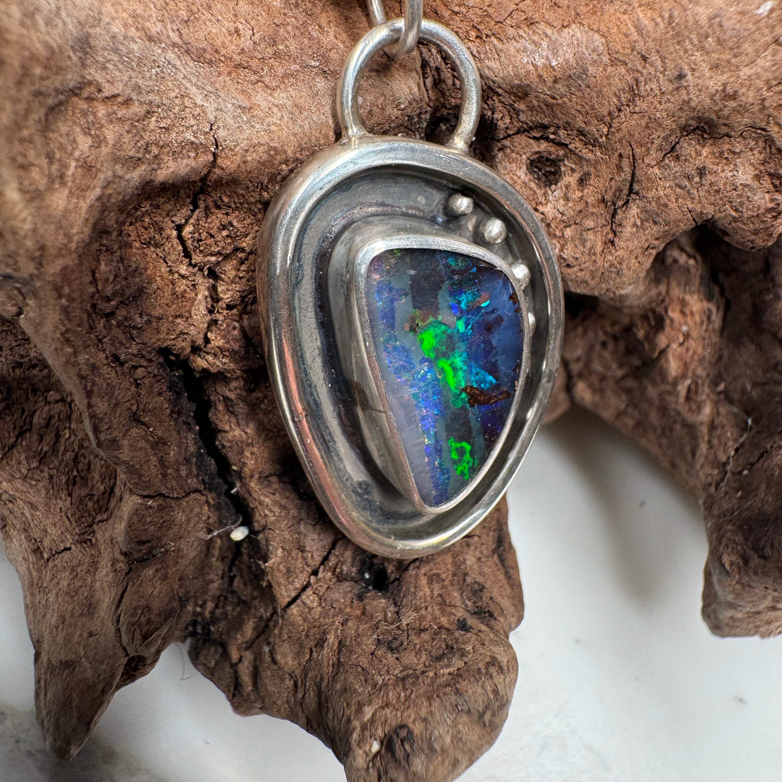 Ocean Fire Australian Boulder Opal Pendant