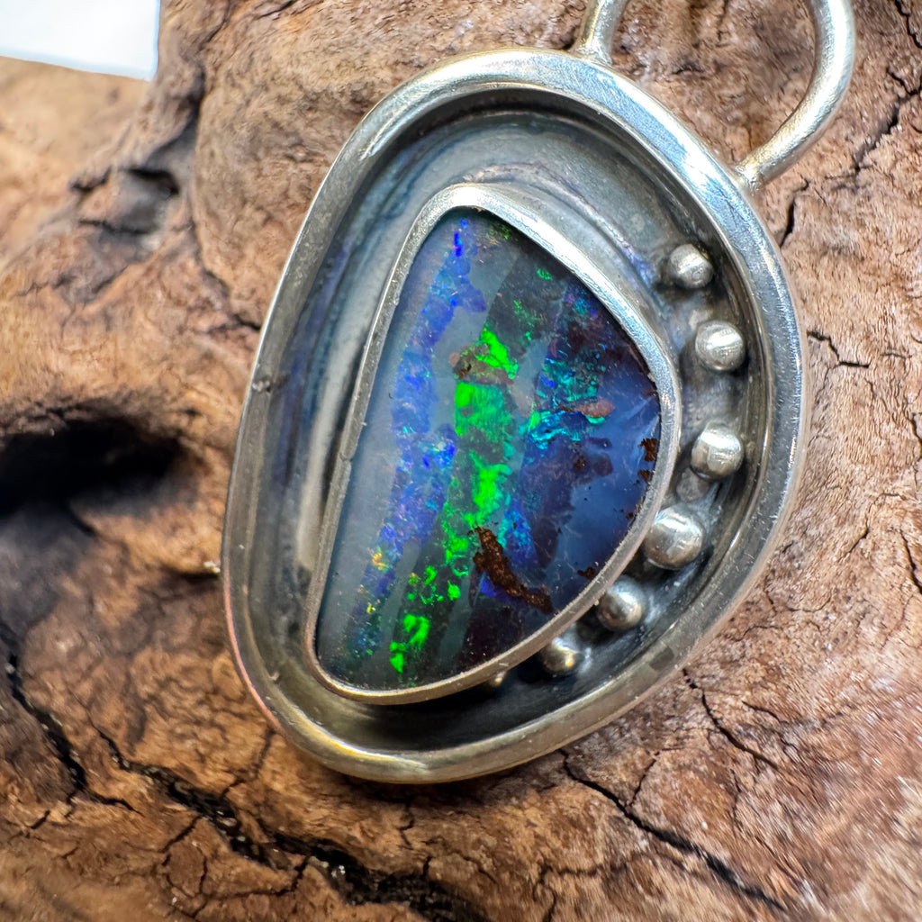Ocean Fire Australian Boulder Opal Pendant