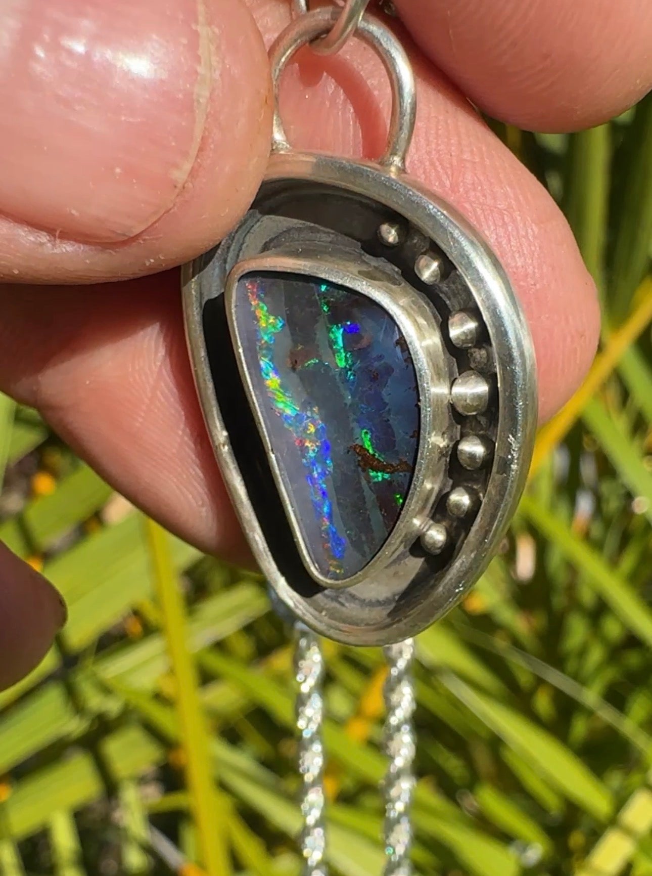 Ocean Fire Australian Boulder Opal Pendant