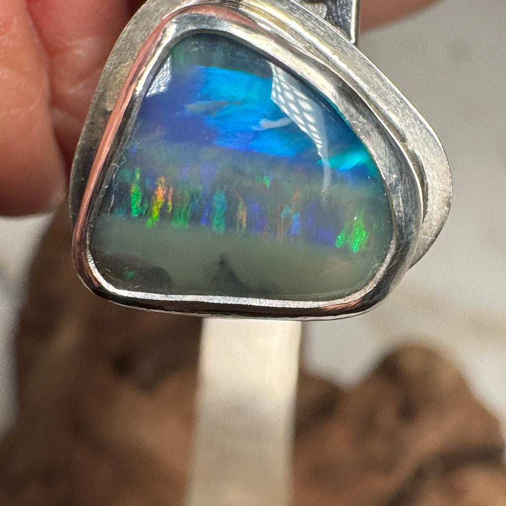 Emerald Tide Boulder Opal with Sunrise Seashell Cuff