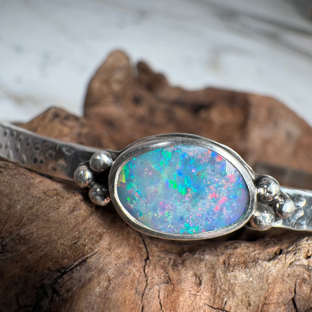 Coral Ember Opalized Shell Cuff