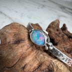 Manschette mit Korallen-Glut-Opal-Doppel Muschel