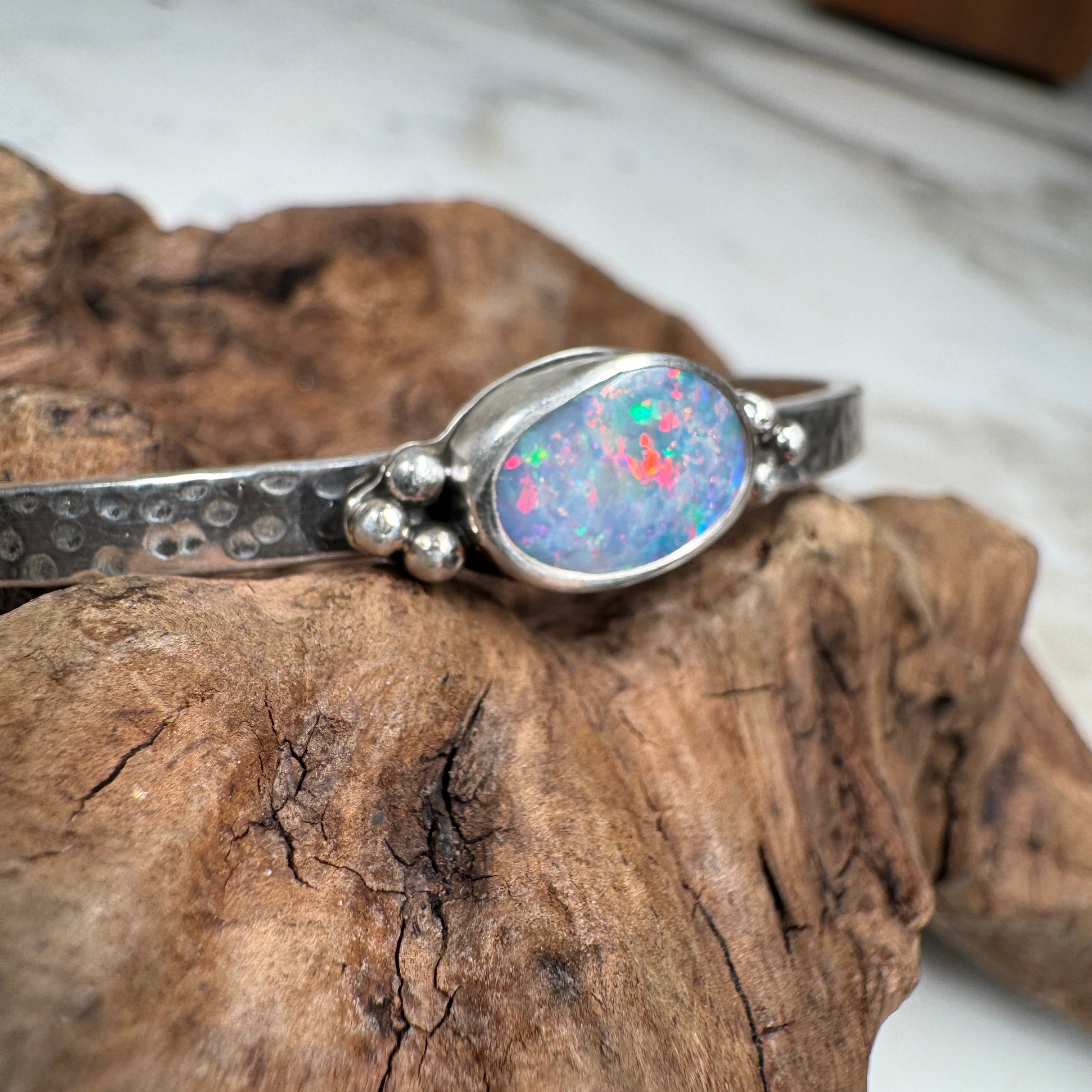 Coral Ember Opalized Shell Cuff