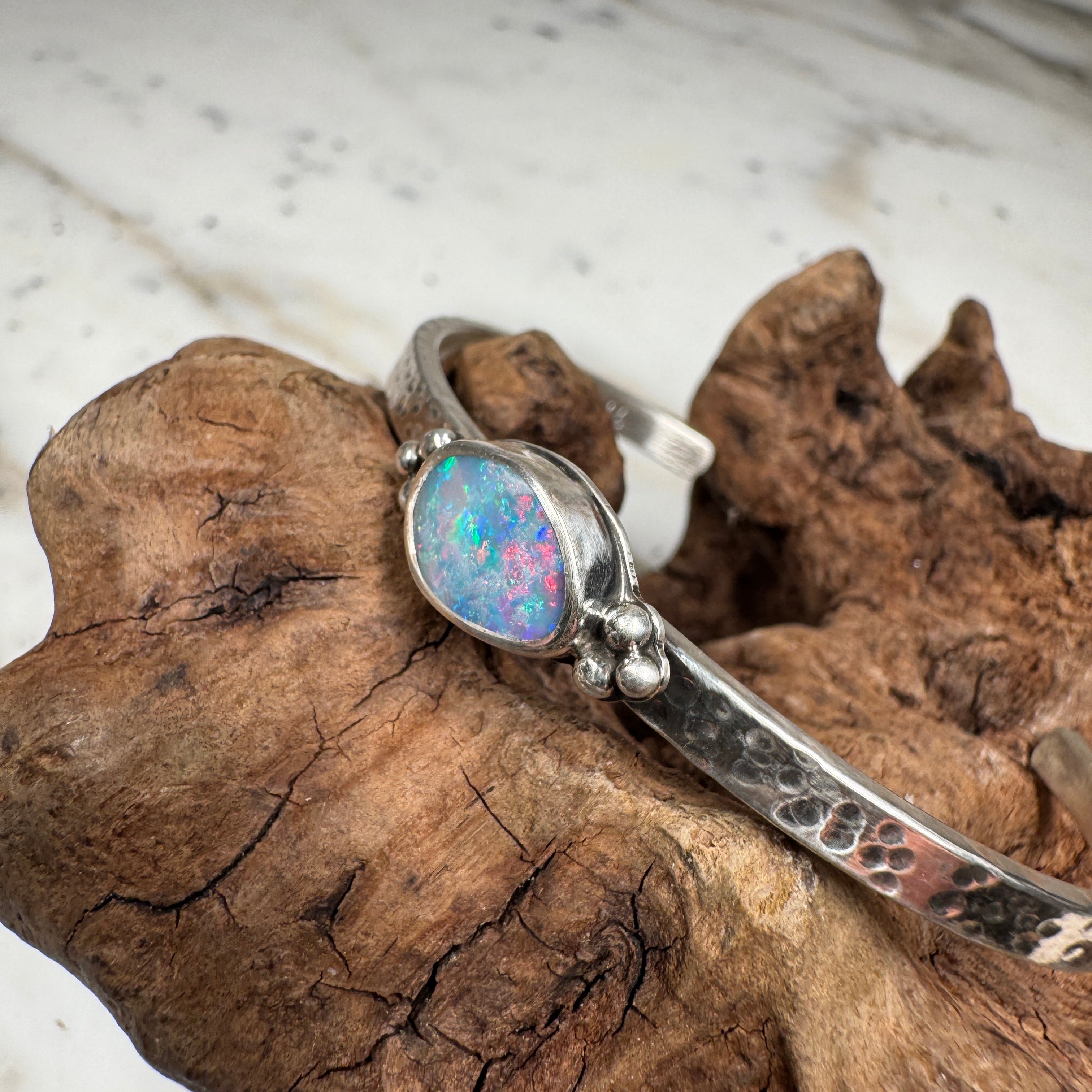 Coral Ember Opalized Shell Cuff