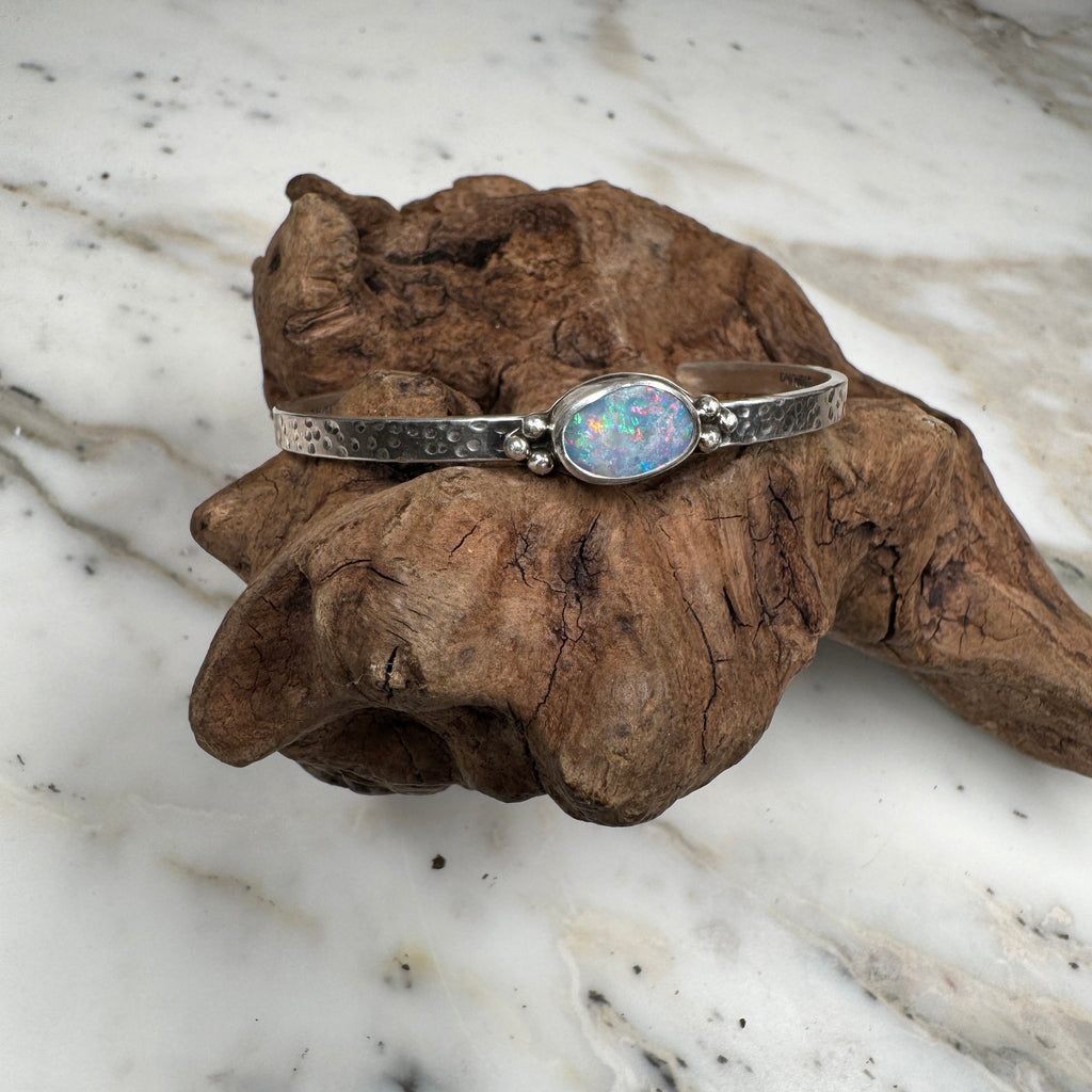 Coral Ember Opalized Shell Cuff