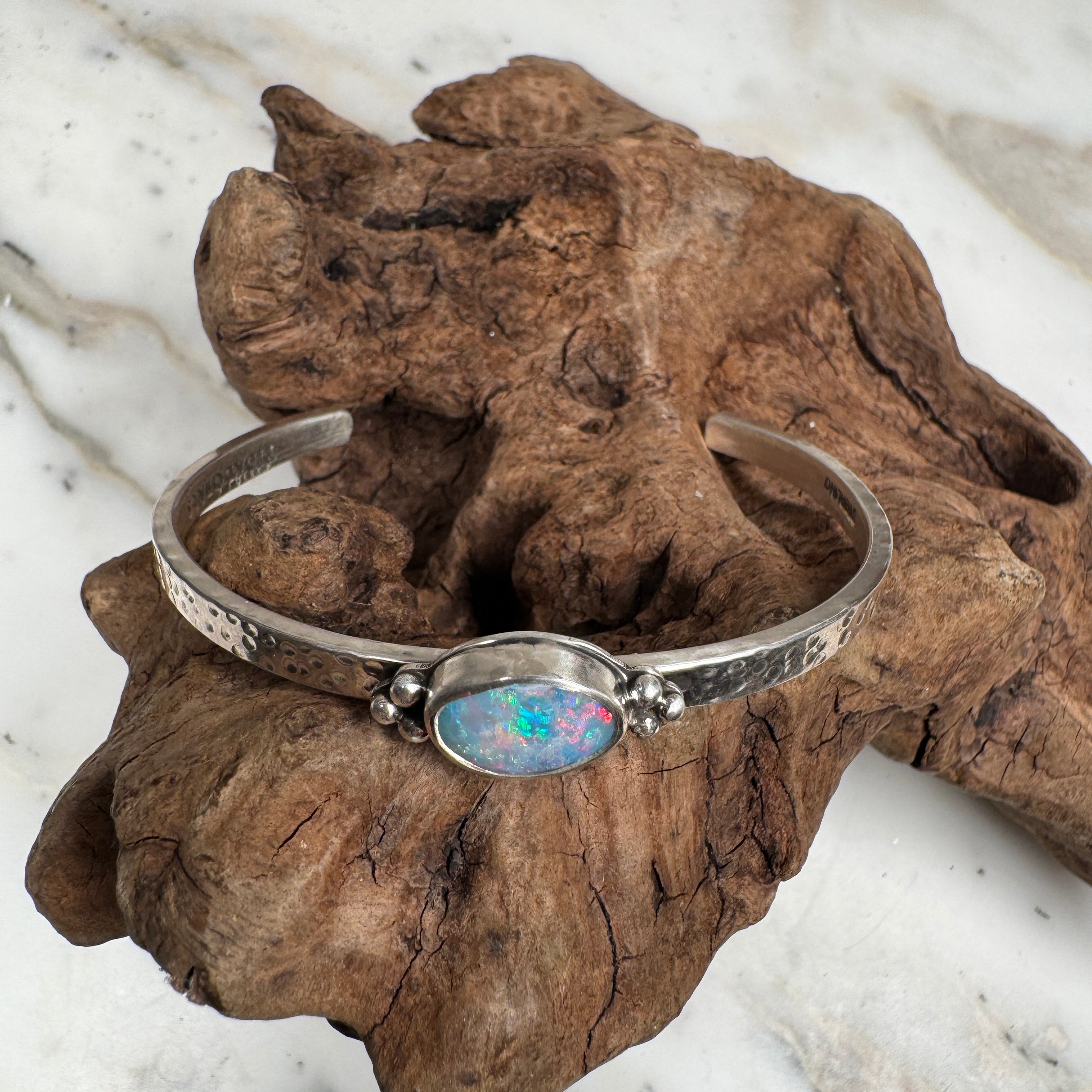 Coral Ember Opalized Shell Cuff