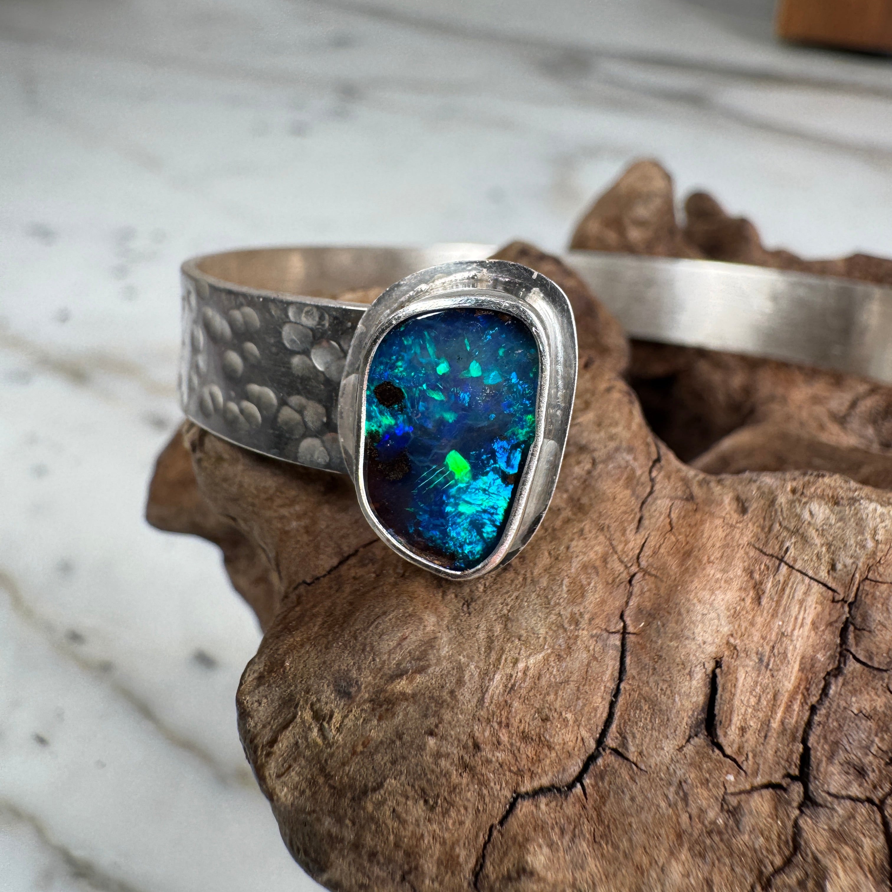 Sunrise Tide Cuff with Sunrise Shell and Australian Boulder Opal