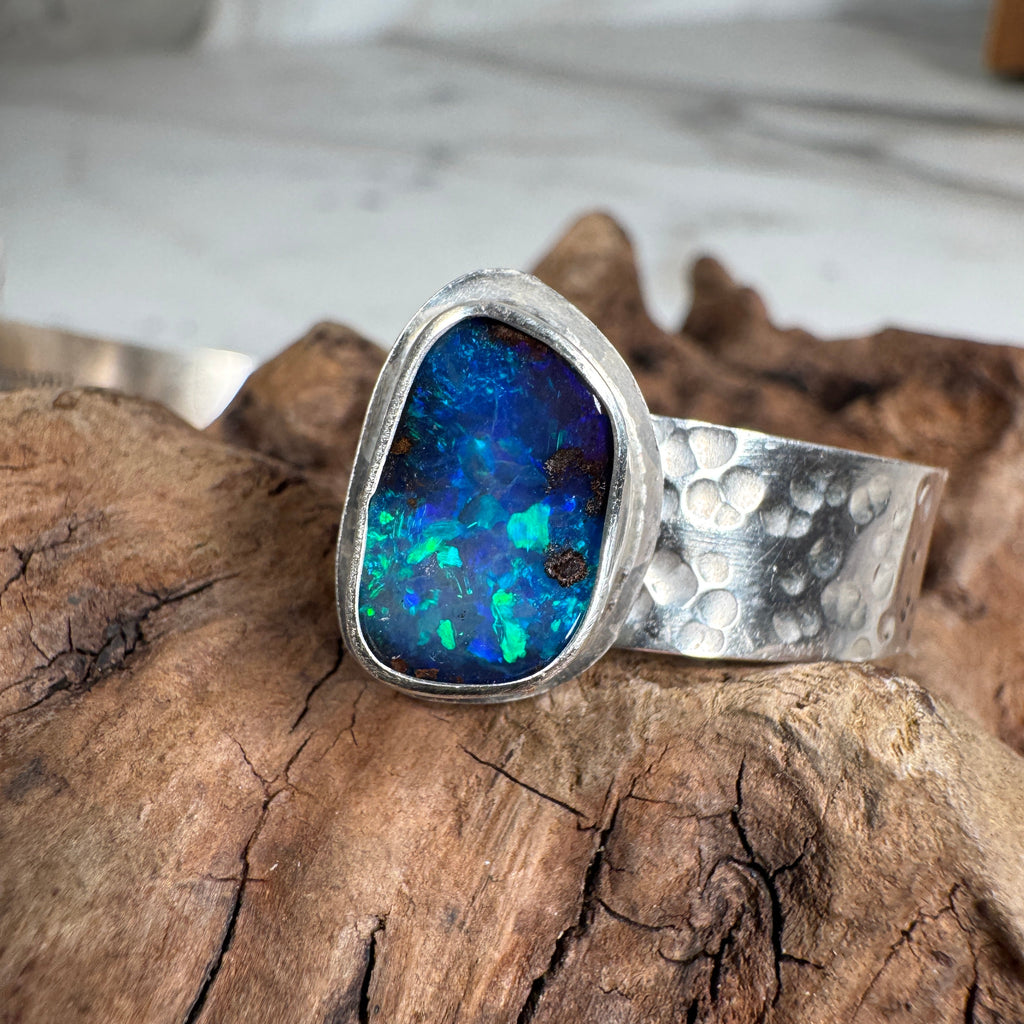 Sunrise Tide Cuff with Sunrise Shell and Australian Boulder Opal