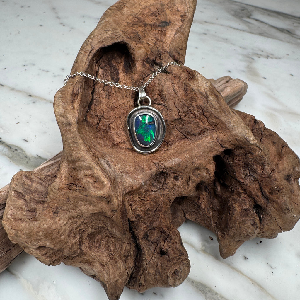 Pacific Ember Australian Boulder Opal Pendant Necklace
