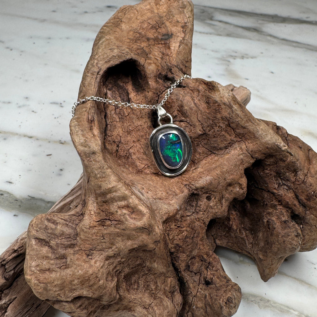 Pacific Ember Australian Boulder Opal Pendant Necklace