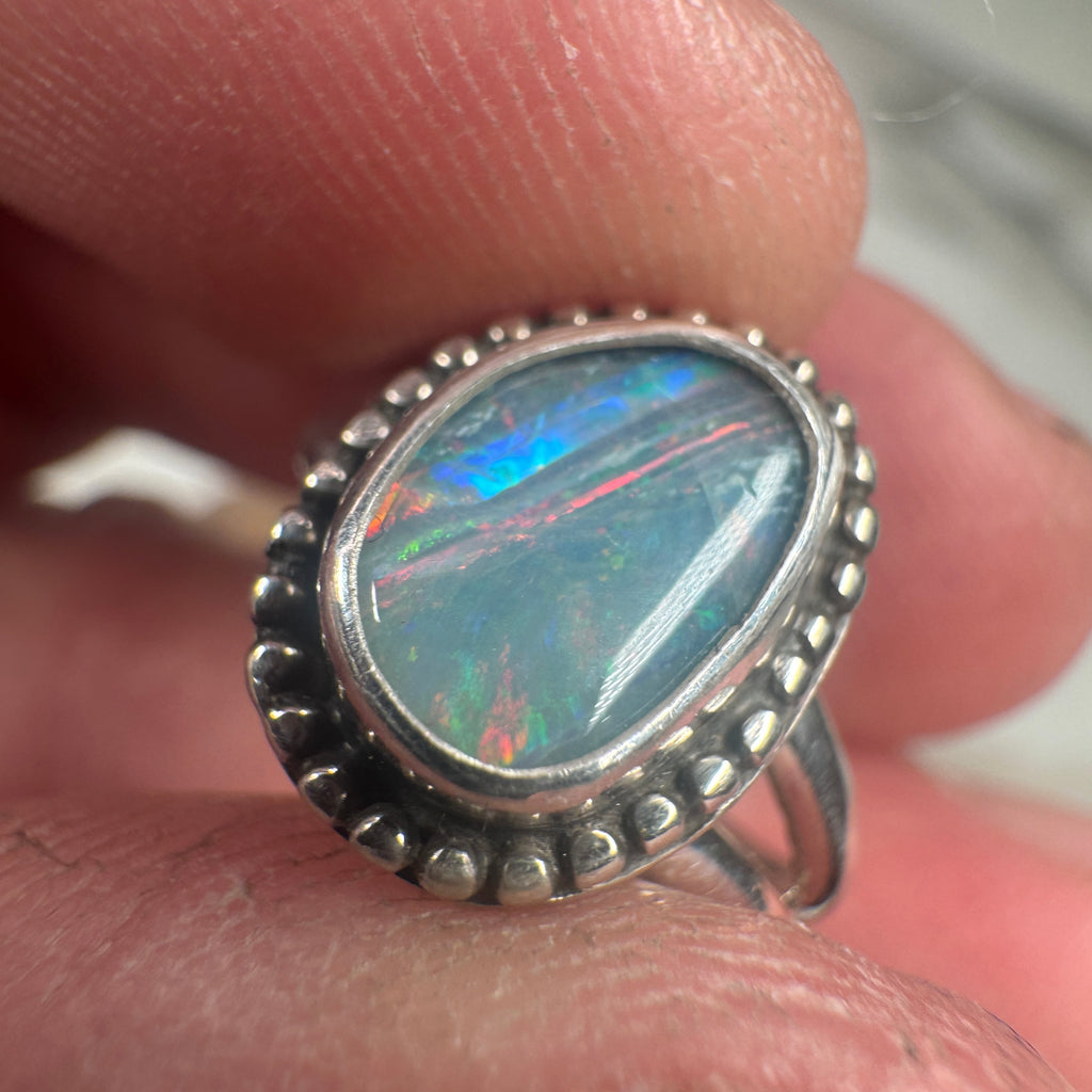 Ocean Fire Australian Boulder Opal Ring