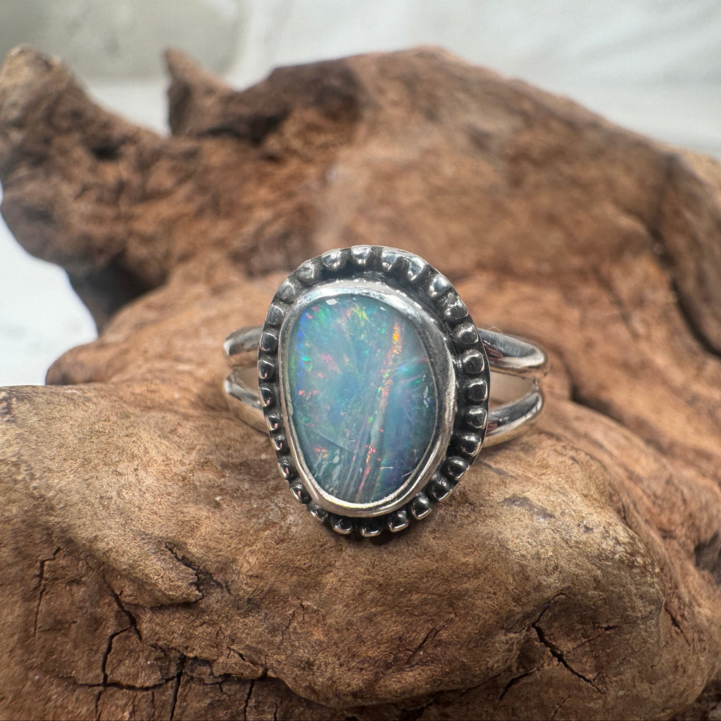 Ocean Fire Australian Boulder Opal Ring
