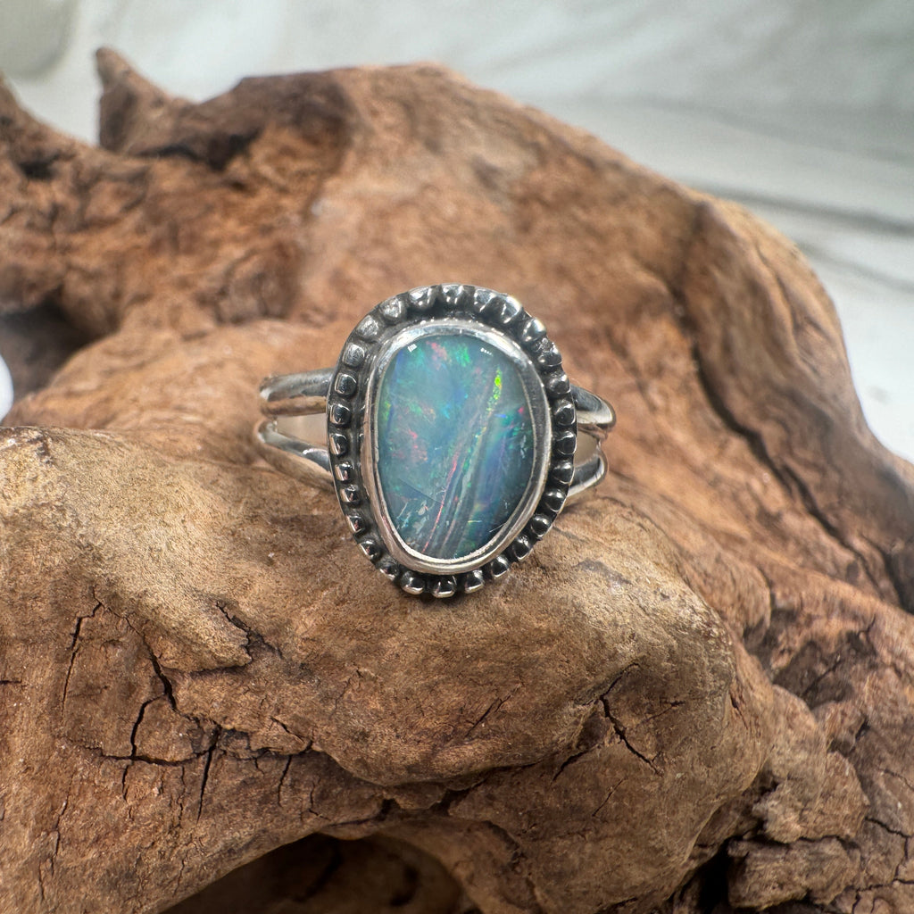 Ocean Fire Australian Boulder Opal Ring