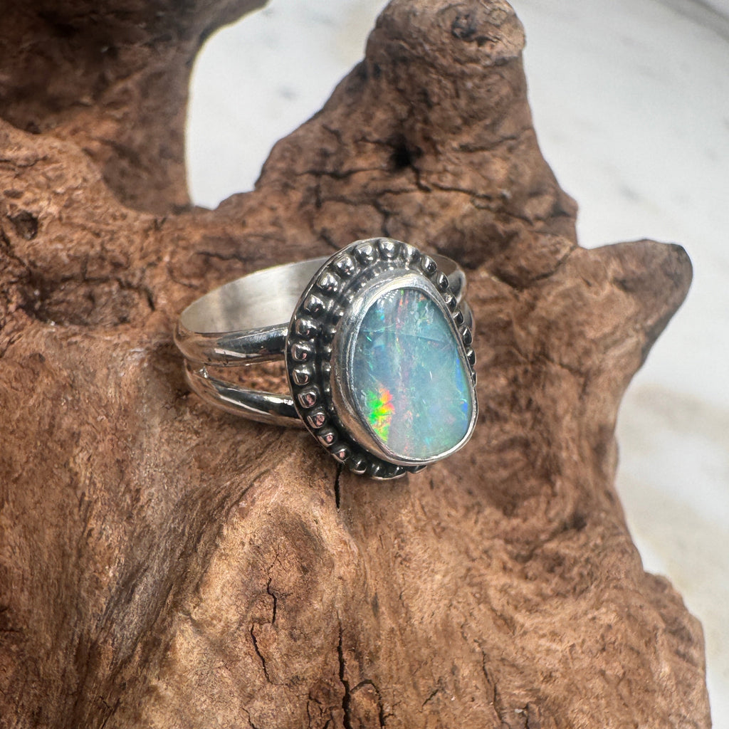 Ocean Fire Australian Boulder Opal Ring