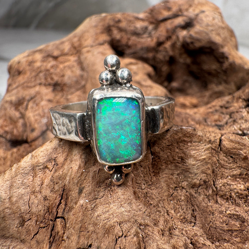 Emerald Tide Australian Boulder Opal Ring
