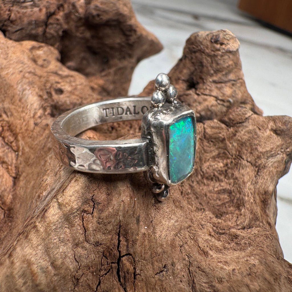Emerald Tide Australian Boulder Opal Ring
