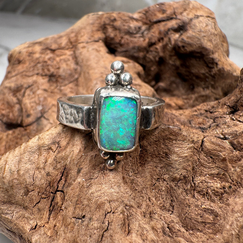 Emerald Tide Australian Boulder Opal Ring