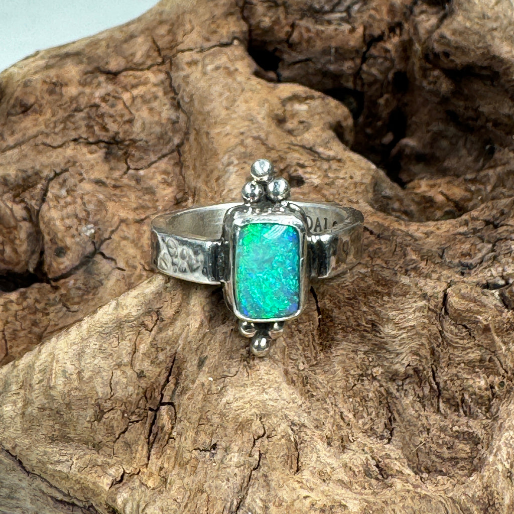 Emerald Tide Australian Boulder Opal Ring