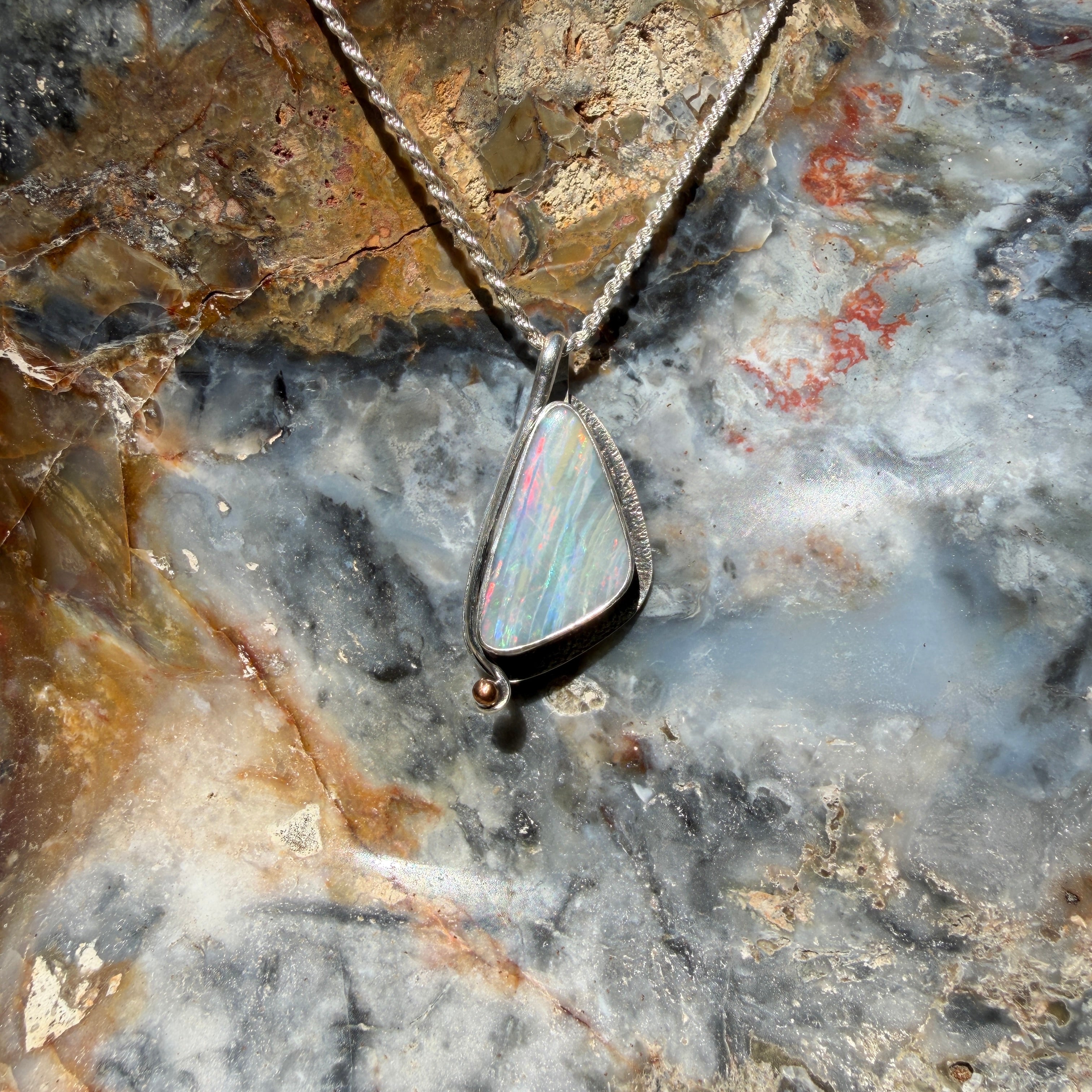 Ocean Spirit collection Australian Boulder Opal pendant handcrafted by TIDAL OPALS