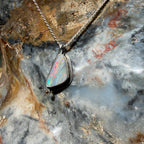 Luxury Australian Boulder Opal pendant with contemporary sterling silver setting