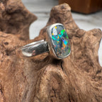 Ocean Fire Australian Queensland Boulder Opal Ring