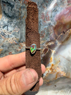 One-of-a-kind Australian boulder opal set in sterling silver, featuring natural matrix with electric blue, green, and turquoise flashes.