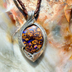 Electric Blue Australian Boulder Opal Pendant – Sterling Silver