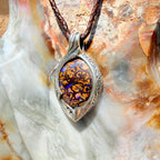 Australian boulder opal pendant with blue opal and natural ironstone matrix