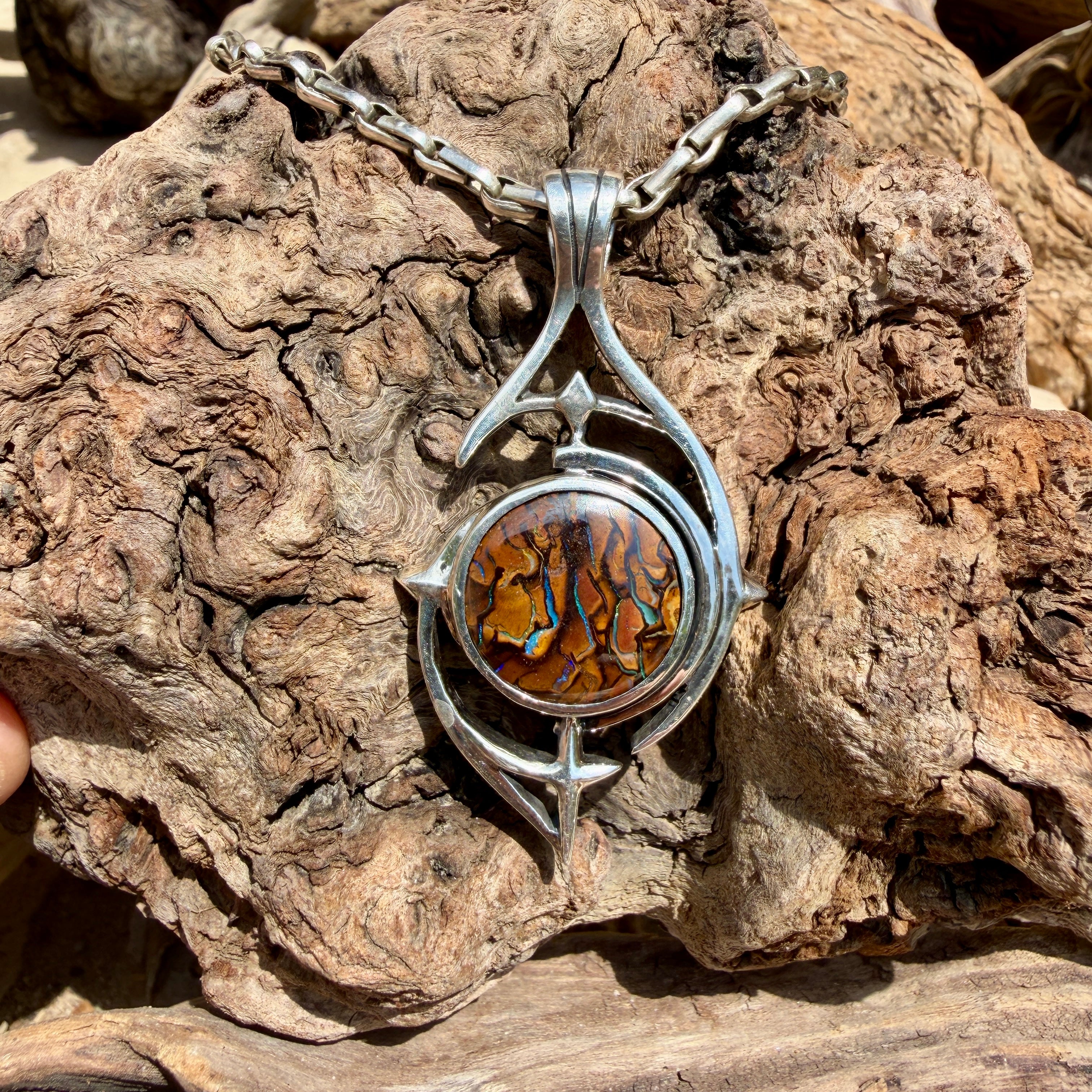Wayfinder’s Compass Australian Boulder Opal Pendant