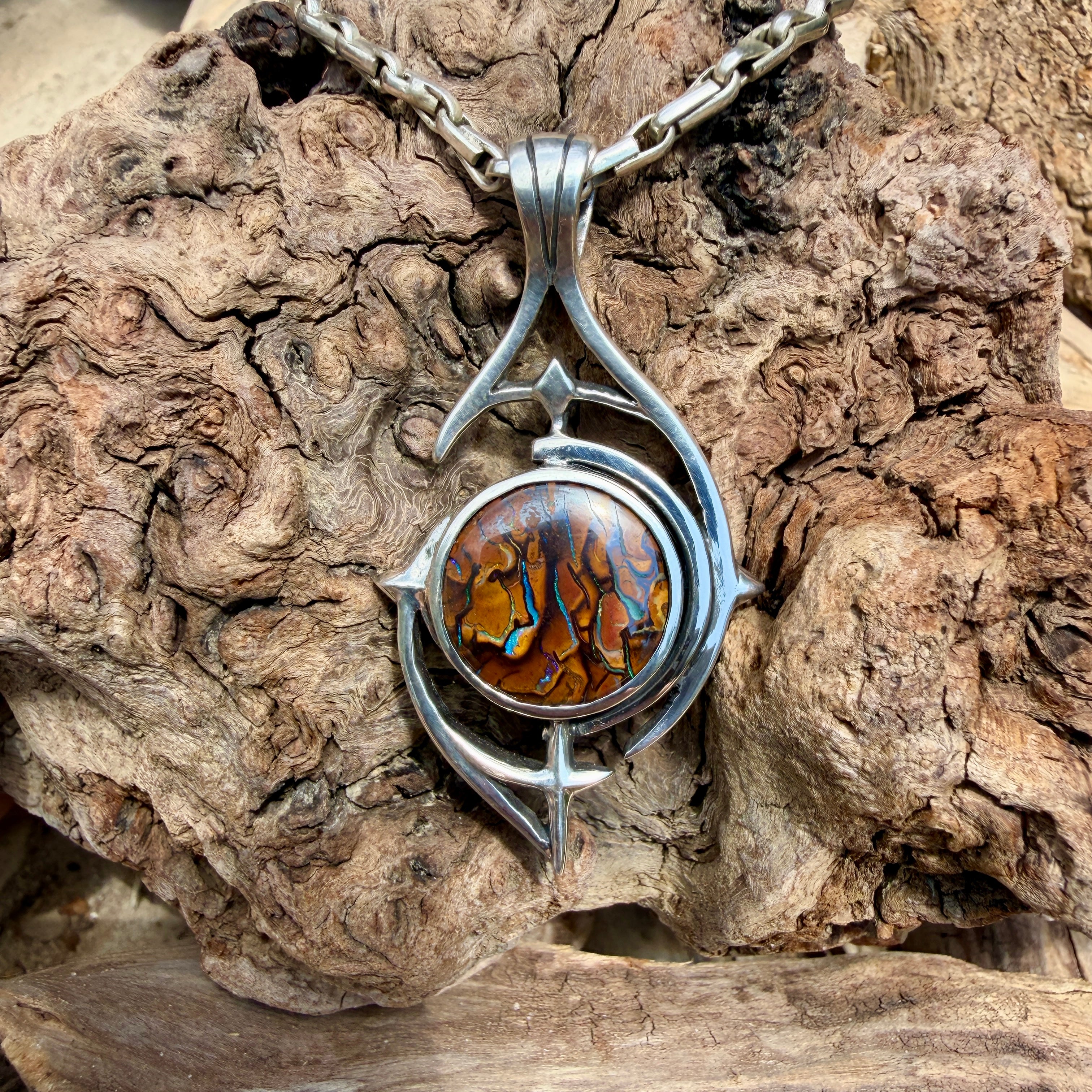 Wayfinder’s Compass Australian Boulder Opal Pendant