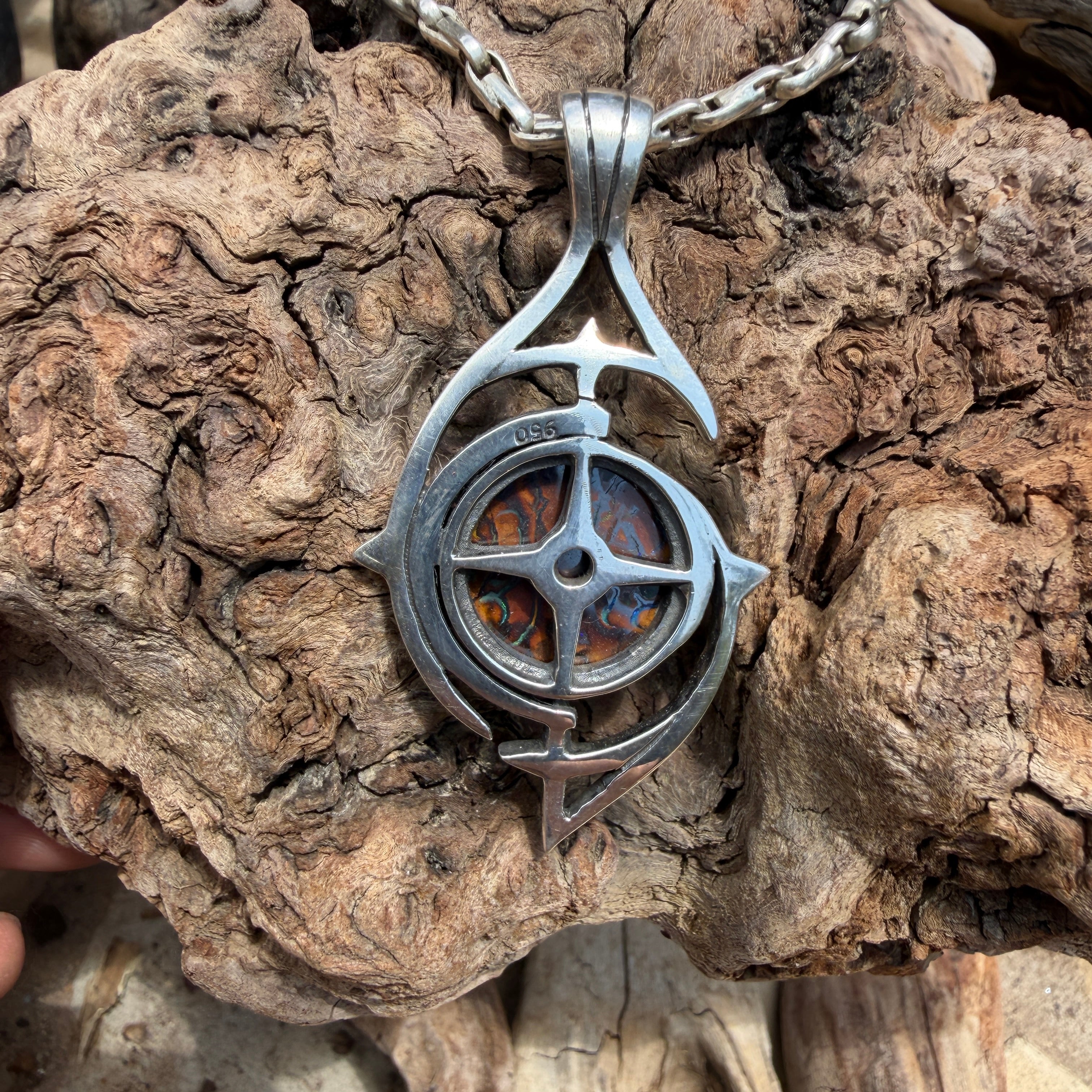 Wayfinder’s Compass Australian Boulder Opal Pendant