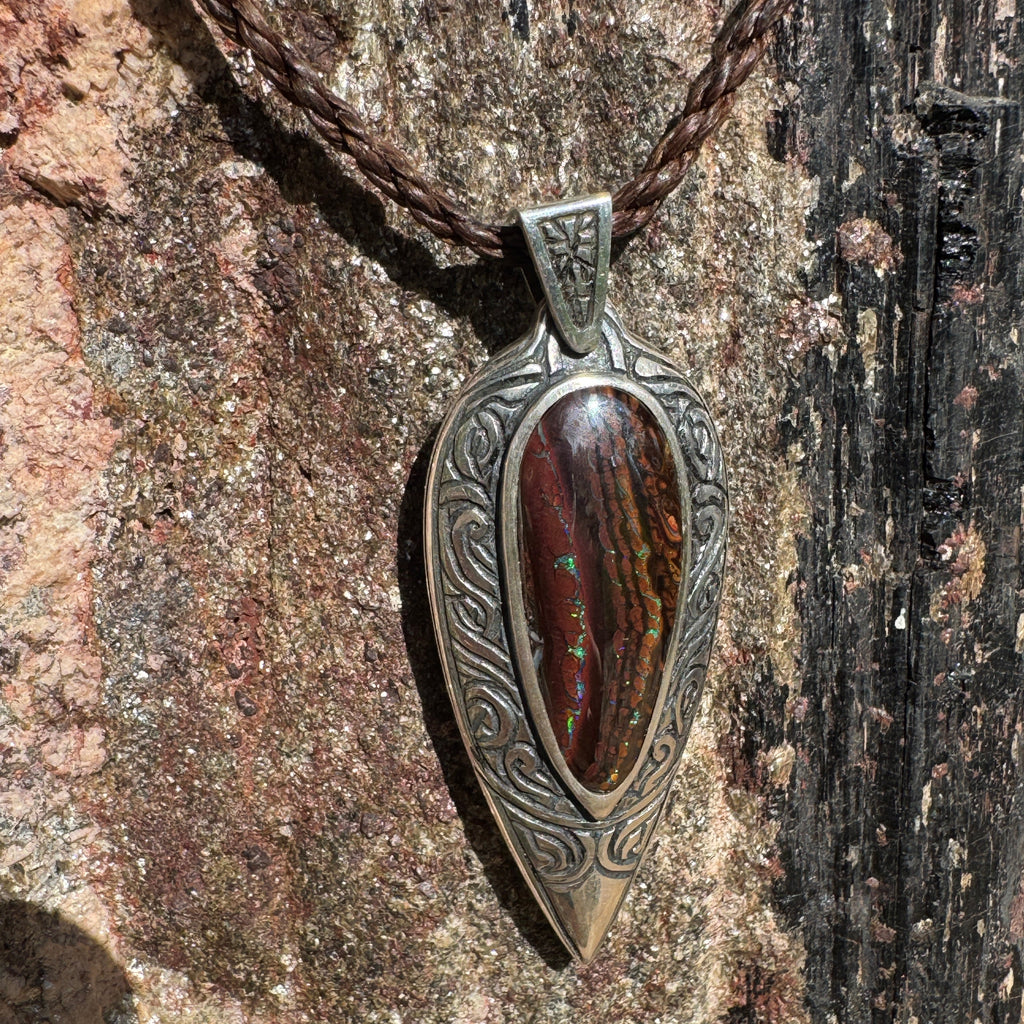 Get Tidal Koru Relic Boulder Opal Pendant
