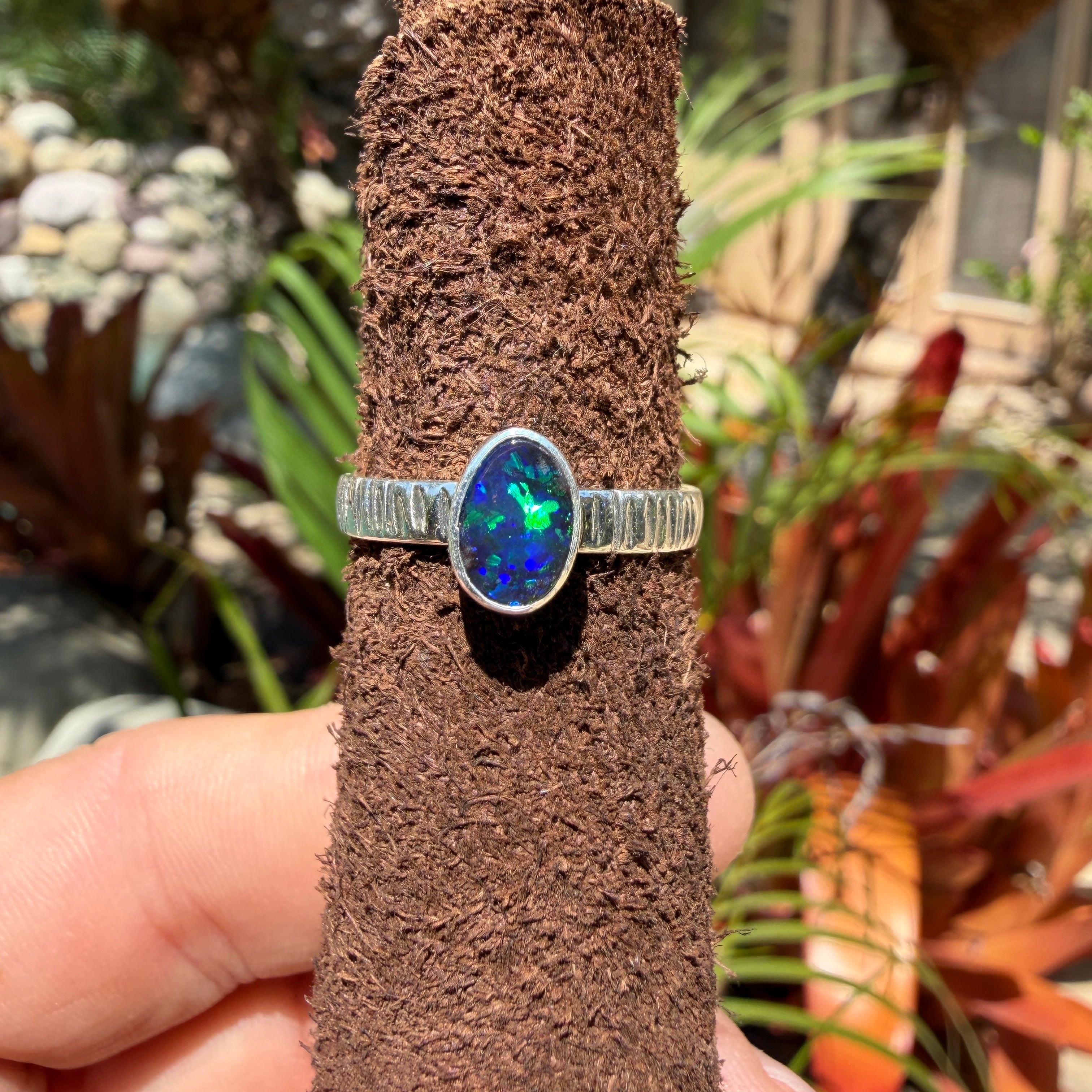 ELECTRIC LAGOON Australian Boulder Opal Ring