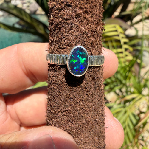 ELECTRIC LAGOON Australian Boulder Opal Ring