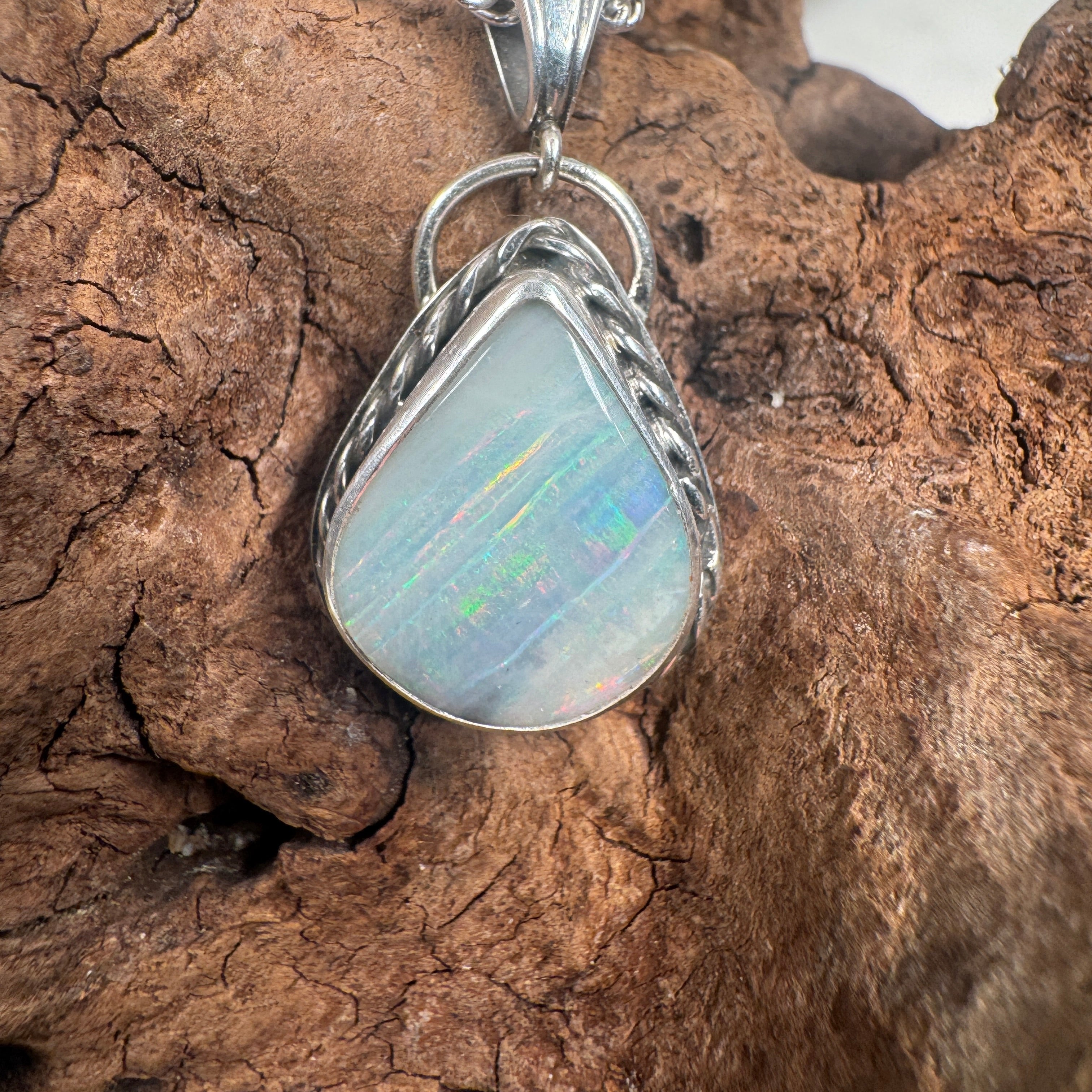 Ocean Mist Teardrop Australian Queensland Boulder Opal Pendant
