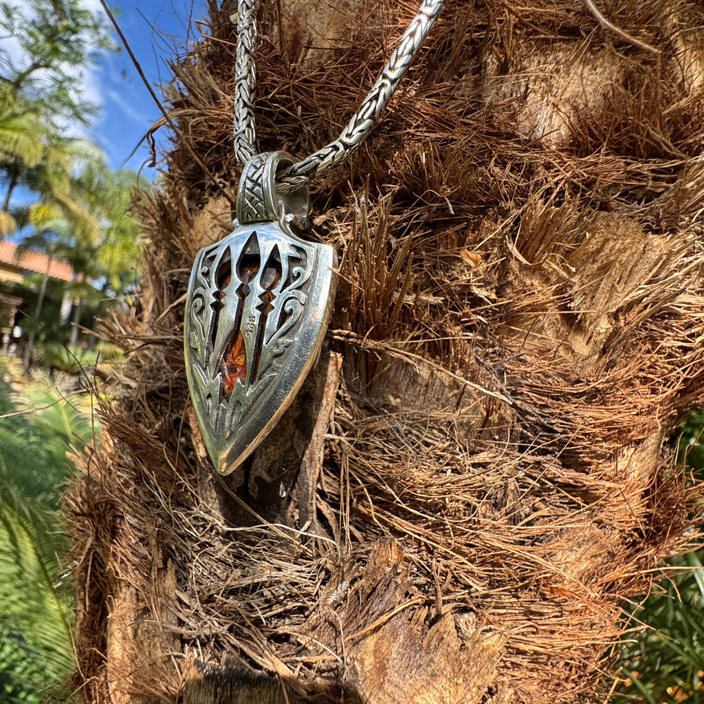 Tidal Relic Three Spears Reversible Boulder Opal Pendant