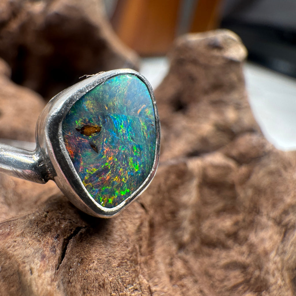 Ocean Inferno Australian Boulder Opal Ring