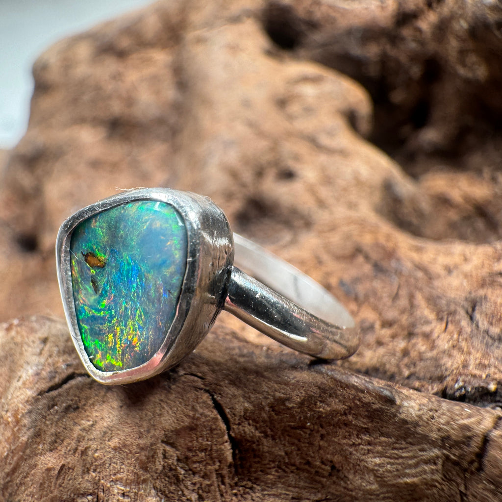 Ocean Inferno Australian Boulder Opal Ring