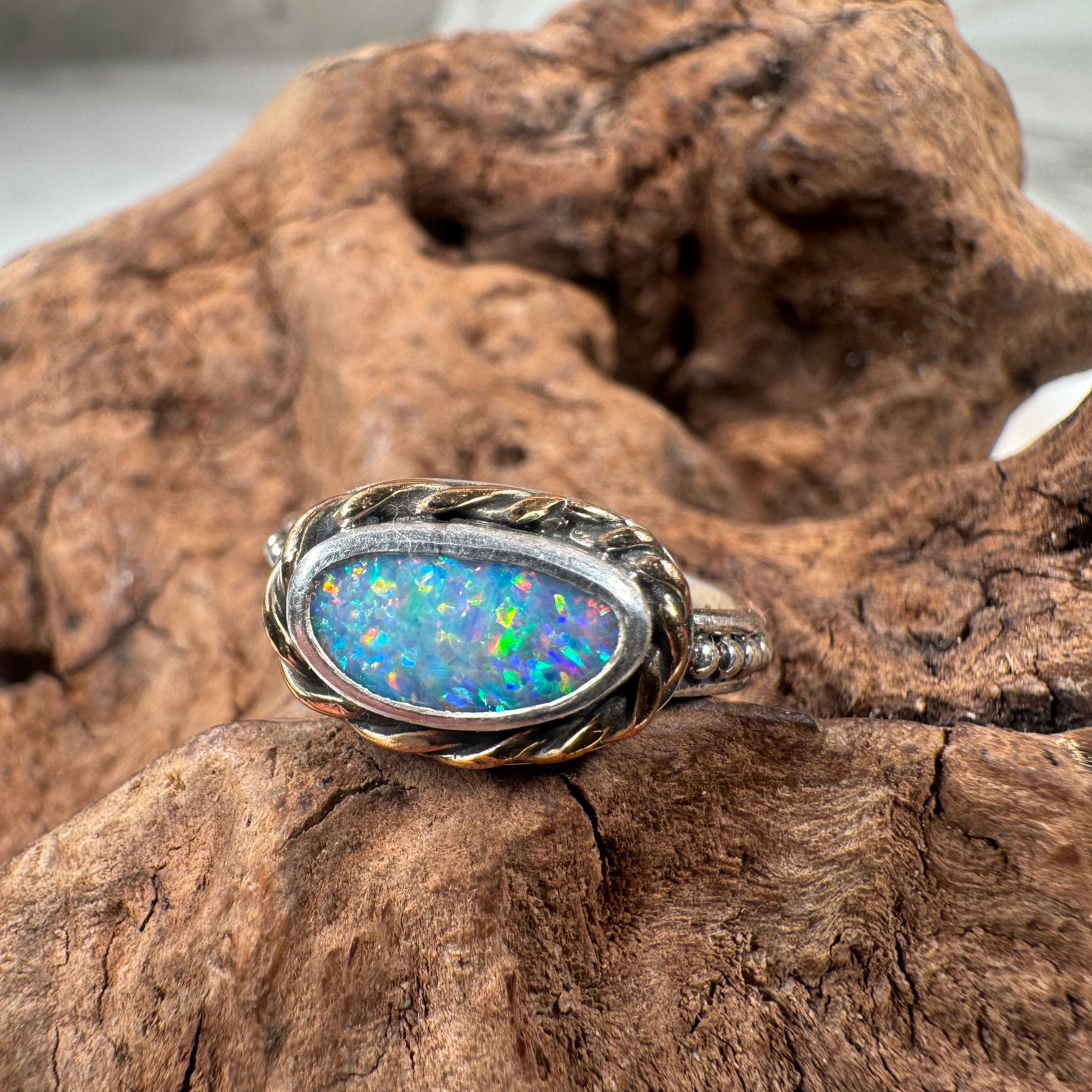 Relic of the Tides Fossil Shell Opal Ring